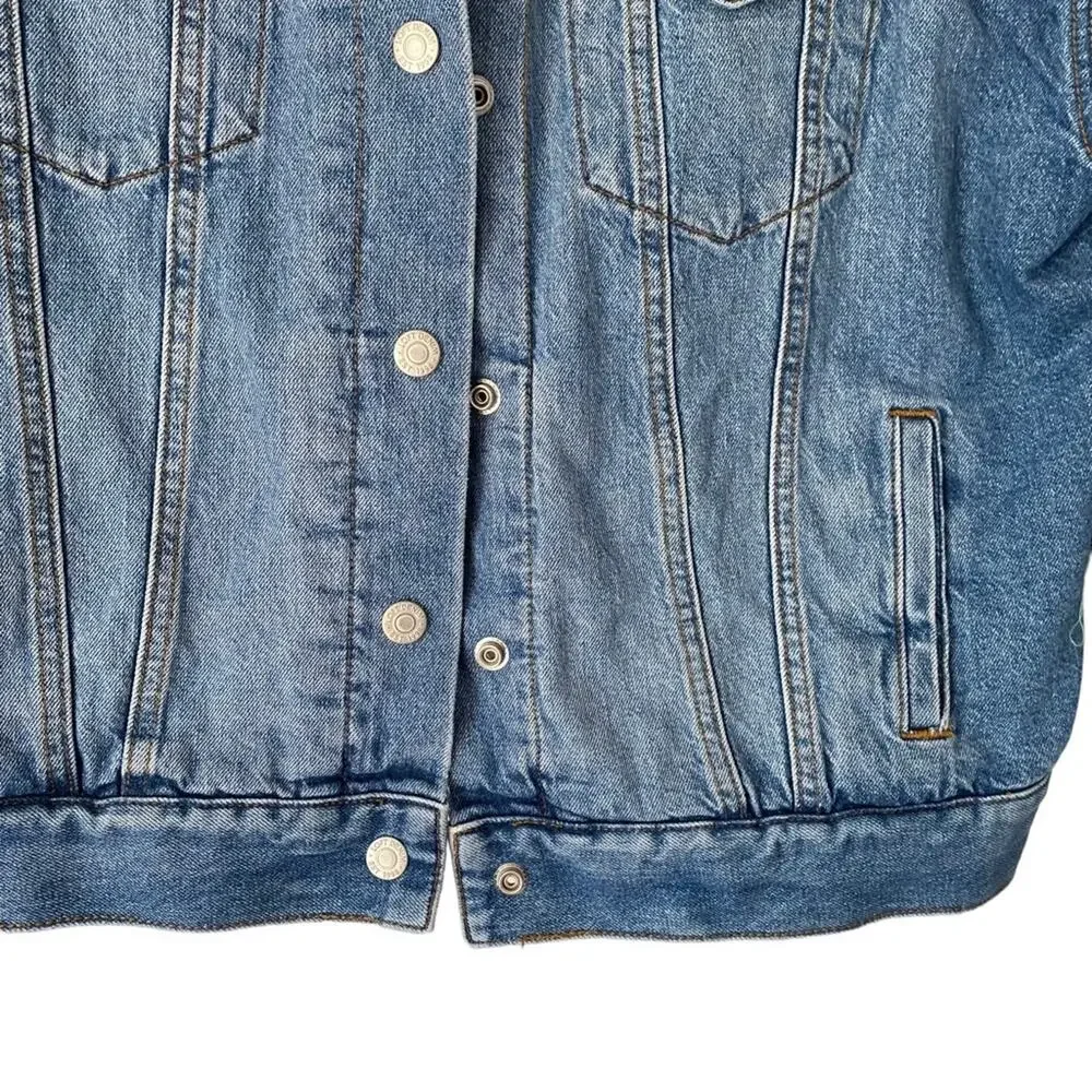 Ann Taylor Loft Sherpa Denim Jean Trucker Jacket size Medium